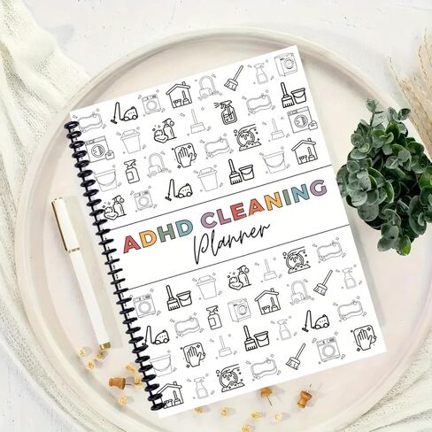 1pack white planner, Cleaning Schedule and Checklist Organizer, Daily Weekly Monthly Household Cleaning Planner, Chore Chart Notebook for Home, Family Cleaning Tasks for Women in Saudi Arabia