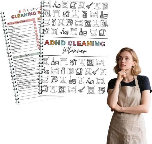 1pack white planner, Cleaning Schedule and Checklist Organizer, Daily Weekly Monthly Household Cleaning Planner, Chore Chart Notebook for Home, Family Cleaning Tasks for Women in Saudi Arabia