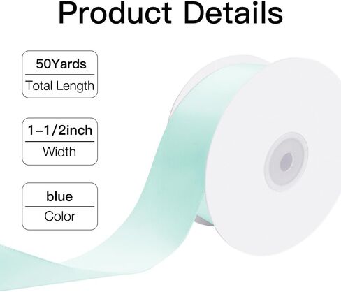 White Ribbon 1-1/2 inch, 50 Yards Fabric Satin Ribbon, Double Faced Wide Silk Ribbons for Gift Wrapping Flower Bouquet DIY Craft Hair Bow Wedding Party Graduation Father's Day Decorations in Kuwait