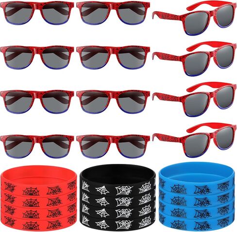 Kingdder 24 PCS العنكبوت على شبكة الإنترنت نظارة شمسية و Silicone معصم الأساور العنكبوت العاطفة. in Saudi Arabia