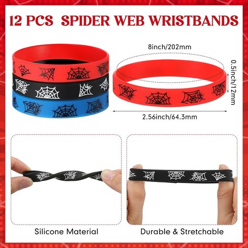 Kingdder 24 PCS العنكبوت على شبكة الإنترنت نظارة شمسية و Silicone معصم الأساور العنكبوت العاطفة. in Saudi Arabia