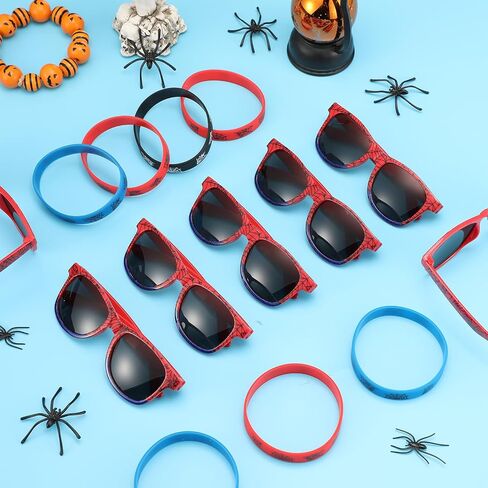 Kingdder 24 PCS العنكبوت على شبكة الإنترنت نظارة شمسية و Silicone معصم الأساور العنكبوت العاطفة. in Saudi Arabia