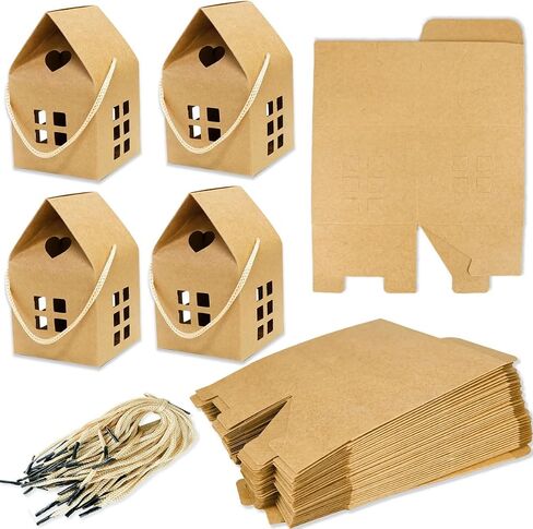 Neurovyral 36 PCS صناديق هدايا على شكل منزل ، 3.2x3.2x3 × 3 بوصة مربع علبة من الورق المقوى من الورق المقوى لحضور حفل زفاف عيد ميلاد حاوية زخرفة الحفلات in Saudi Arabia
