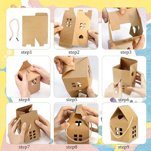 Neurovyral 36 PCS صناديق هدايا على شكل منزل ، 3.2x3.2x3 × 3 بوصة مربع علبة من الورق المقوى من الورق المقوى لحضور حفل زفاف عيد ميلاد حاوية زخرفة الحفلات in Saudi Arabia