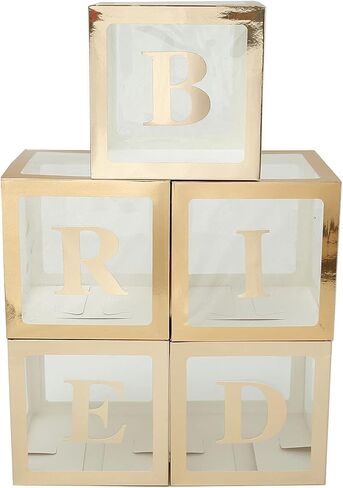 5pcs صناديق بالون صناديق بالون العروس مجموعة الذهب الوردي/زفاف الزفاف الأبيض صناديق البالون مربع الشفافة in Kuwait