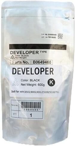 Compatible Developer Powder 4X600G for Pro Series C651 C751 MP C8002 C6502 C5110 C5100 C7100 C7501 C6501 C9100 C9110 C5200(Black 600g) in Kuwait