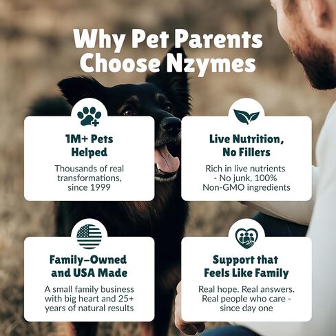 Nzymes® Sprouted Granules 1LBS for Dogs, Cats, and Companion Pets. Raw Super-Food Protein and Antioxidant Nutrition. Cost Effective Food Supplement Dog Health Supplies. 110 Servings USA in Saudi Arabia