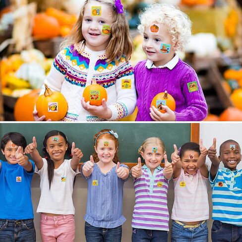Zonon 480 Pieces Fall Stickers for Kids Thanksgiving Motivational Reward - Autumn Pumpkin Maple Leaves Turkey Corn Squirrel Hazelnut for Fall Party Decor, 30 Sheets in Saudi Arabia