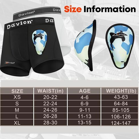 ملابس داخلية للأولاد من Davion مكونة من قطعتين مع سراويل داخلية شبابية واقية ناعمة لكرة القدم والبيسبول واللاكروس in Kuwait