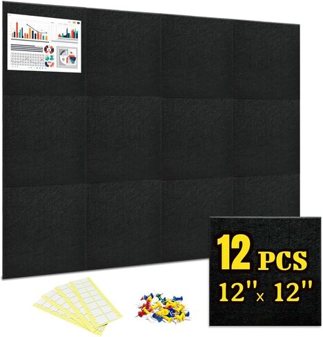 البديل الصغير للوحة الفلين - 6 بلاط جدران محسوس ، 36 "x24" لوحات الفلين للجدران مع 35 دبابيس وعلامات لاصقة قابلة للإزالة ، لوحة دبوس حديثة للمكتب والمنزل (رمادي) in Kuwait