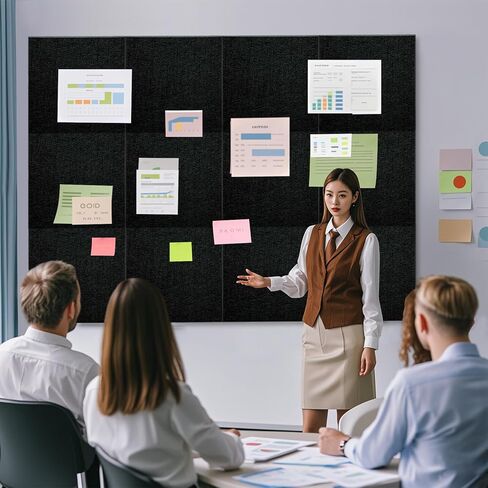 البديل الصغير للوحة الفلين - 6 بلاط جدران محسوس ، 36 "x24" لوحات الفلين للجدران مع 35 دبابيس وعلامات لاصقة قابلة للإزالة ، لوحة دبوس حديثة للمكتب والمنزل (رمادي) in Kuwait