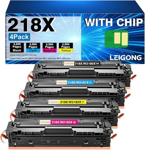 218x 218A خراطيش الحبر مع بديل متوافق مع HP 218x من خراطيش الحبر HP 218x 4 لتلويات HP LaserJet Pro MFP 3301FDW TONER 3301CDW 3301SDW 3201DW PRINTER W2180A W2180X BCMY in Saudi Arabia