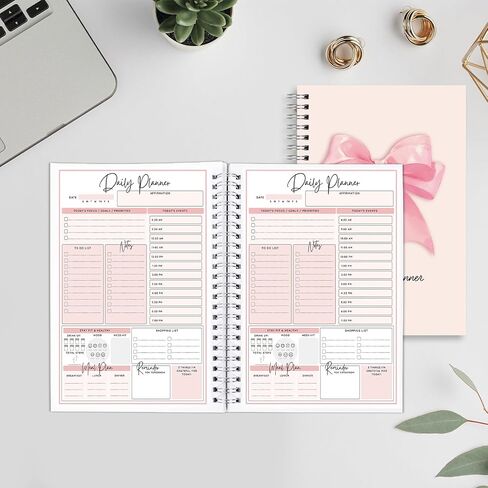 ADHD Daily Planner للبالغين - Pink Bow Daily Plannner مع قيام القائمة الجدول الزمني لحركة الذات Coquete إدارة المهام غير المؤرخة منظم التركيز الكامل للنساء العصبي الرجال الرجال in Saudi Arabia