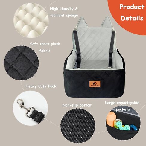 مقعد سيارة للكلاب يصل إلى 35 رطلاً - 6 '' مقعد معزز الكلاب المرتفع وسرير السفر ، قابلة للغسل ، بدون تركيب ، مقاود أمان ، جيوب تخزين ، مقاعد أمامية وخلفية تناسب in Saudi Arabia