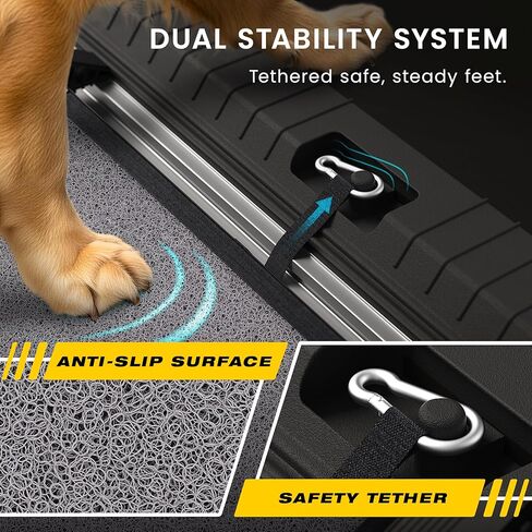 منحدر الكلب المحمول للسيارة-منحدر سيارة للكلاب القابلة للطي للشاحنة وسيارات الدفع الرباعي والسرير المرتفع والأريكة مع أقدام مضادة للانزلاق وسجاد الجر-صغير إلى كبير من السلالات الكبيرة (63 "طويلة و 17") in Kuwait