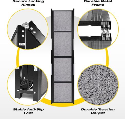 منحدر الكلب المحمول للسيارة-منحدر سيارة للكلاب القابلة للطي للشاحنة وسيارات الدفع الرباعي والسرير المرتفع والأريكة مع أقدام مضادة للانزلاق وسجاد الجر-صغير إلى كبير من السلالات الكبيرة (63 "طويلة و 17") in Kuwait