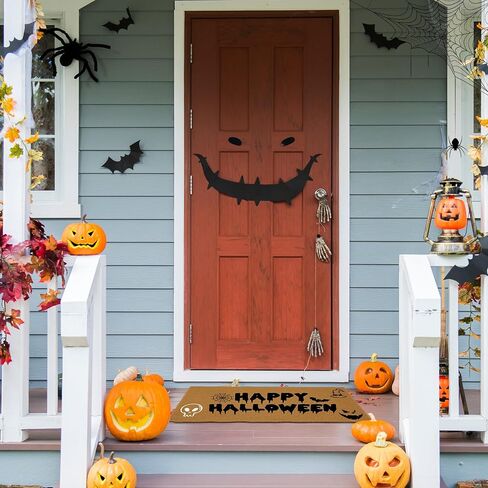 Chunful 2 Pack Halloween DIY Coir Coconut Doormats 17" x 30" with Happy Halloween Stencils Acrylic Paint Paintbrush Palette Blank Door Mats for Crafting Entry Personalized Rug with Non-Slip Backing in Saudi Arabia