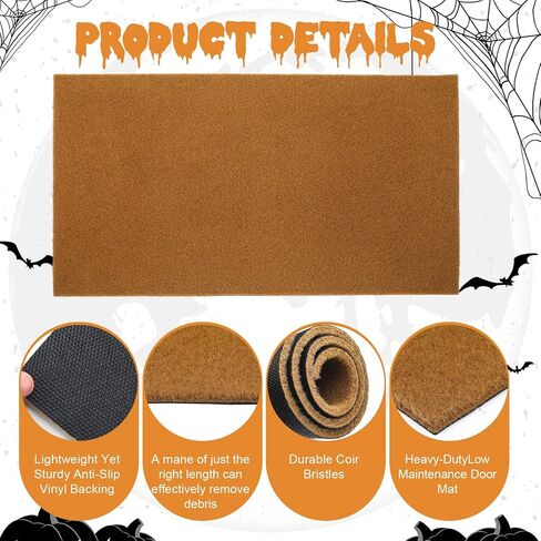 Chunful 2 Pack Halloween DIY Coir Coconut Doormats 17" x 30" with Happy Halloween Stencils Acrylic Paint Paintbrush Palette Blank Door Mats for Crafting Entry Personalized Rug with Non-Slip Backing in Saudi Arabia