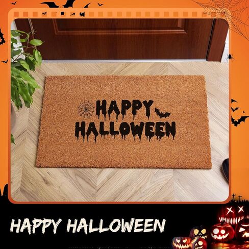 Chunful 2 Pack Halloween DIY Coir Coconut Doormats 17" x 30" with Happy Halloween Stencils Acrylic Paint Paintbrush Palette Blank Door Mats for Crafting Entry Personalized Rug with Non-Slip Backing in Saudi Arabia