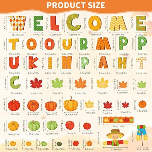85Pcs Fall Bulletin Board Decoration Set Orange Green Pumpkin Maple Leaves Scarecrow Paper Cutouts with Glue Points for Autumn Thanksgiving Back to School Classroom in Saudi Arabia
