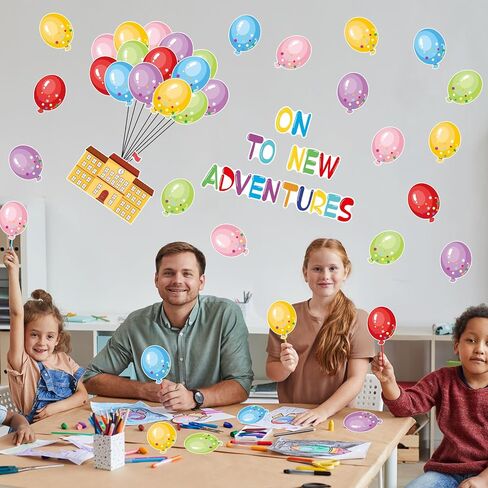 Taobary 67 PCS Hot Air Balloon Bulletin Decoration Set School Collulful Hot Air Balloon Accent Paper Classroom School Decored Decor in Saudi Arabia