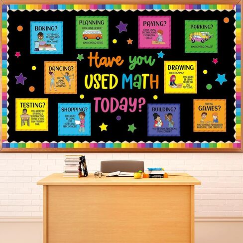 Math Bulletin Board Classroom Decorations Set Educational Maths Posters Mathematics Paper Cutouts for Back to School Chalkboard Wall Door Decor Teacher Supplies (Have You Used Math Today) in Saudi Arabia