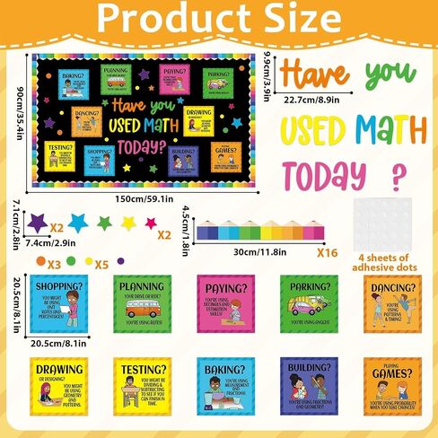 Math Bulletin Board Classroom Decorations Set Educational Maths Posters Mathematics Paper Cutouts for Back to School Chalkboard Wall Door Decor Teacher Supplies (Have You Used Math Today) in Saudi Arabia