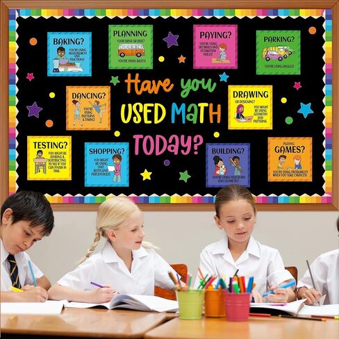 Math Bulletin Board Classroom Decorations Set Educational Maths Posters Mathematics Paper Cutouts for Back to School Chalkboard Wall Door Decor Teacher Supplies (Have You Used Math Today) in Saudi Arabia