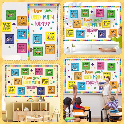 Math Bulletin Board Classroom Decorations Set Educational Maths Posters Mathematics Paper Cutouts for Back to School Chalkboard Wall Door Decor Teacher Supplies (Have You Used Math Today) in Saudi Arabia