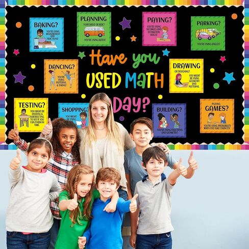 Math Bulletin Board Classroom Decorations Set Educational Maths Posters Mathematics Paper Cutouts for Back to School Chalkboard Wall Door Decor Teacher Supplies (Have You Used Math Today) in Saudi Arabia