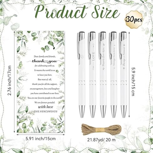 30 مجموعة من أقلام الزفاف ليفورات للضيوف للضيوف بالزفاف السائبة هدايا أقلام القلم القابلة للسحب مع بطاقات الشكر للجيش لضيف الزفاف لوازم حفلات حفلات الزفاف in Kuwait