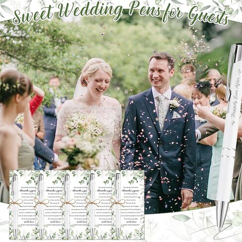 30 مجموعة من أقلام الزفاف ليفورات للضيوف للضيوف بالزفاف السائبة هدايا أقلام القلم القابلة للسحب مع بطاقات الشكر للجيش لضيف الزفاف لوازم حفلات حفلات الزفاف in Kuwait