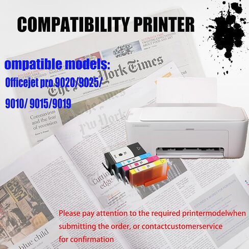 964 XL حبر خراطيش عالية العائد متوافق مع HP OfficeJet Pro 9020 9025 9010 9015 9019 إعادة ملء Combo Pack Printers Clostridge ، حزمة مزيج × 4 in Saudi Arabia