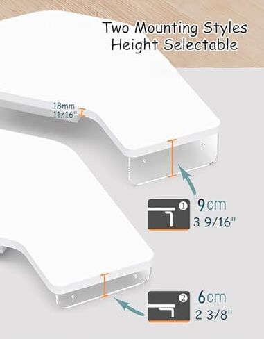 Clear Acrylic Corner Monitor Stand with Wood Legs, L-Shaped Triangle Riser for Monitor/Laptop/Computer, Stylish Corner Organizer with Drawer (White) in Saudi Arabia