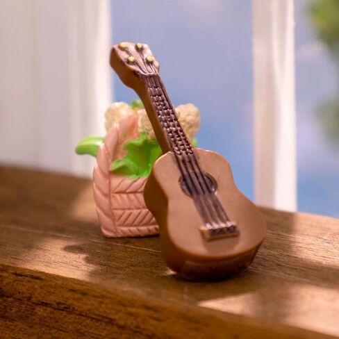LOGOFUN 100pcs Miniature Guitar Model Miniature Dollhouse Guitar Mini Resin Musical Instrument for Dollhouse Decorations Accessories in Saudi Arabia