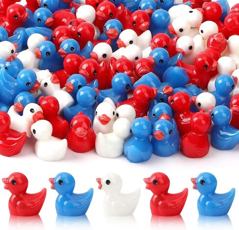 100 Pcs Christmas Mini Ducks, Luminous Glitter Ducks Mini Resin Duck Glow in Dark Christmas Hat Duck Ornament for Xmas DIY Craft Home Party Favors Decorations in Kuwait