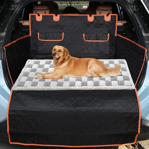 Backseat Pet Bed Mat,Dog Bed for Car,Dog Seat Cover for Car Back Seat, Non-Slip Travel Pet Mat, Fit for Backseat Extenders and Seat Covers (Black&White) in Saudi Arabia