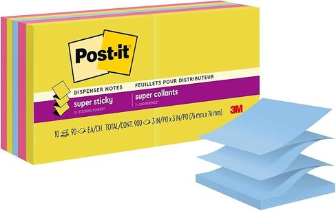 Post-it Pop-up Notes Super Sticky 7100300923 3 in. x 3 in. Pop-up Notes - Summer Joy Collection Colors (10/Pack) in Saudi Arabia