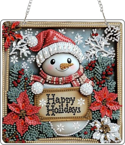 KEYIFA Christmas Diamond Painting Kit, DIY Reindeer Diamond Art for Adults, Diamonds Painting Pendant Special Shaped Rhinestone Window Hanging Ornaments Home Garden Wall Door Decoration, 20cm Width in Saudi Arabia