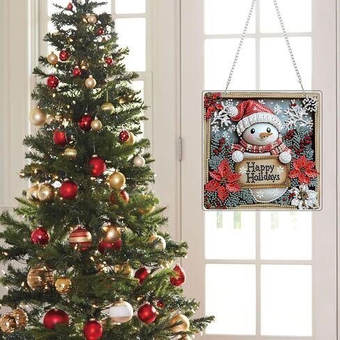 KEYIFA Christmas Diamond Painting Kit, DIY Reindeer Diamond Art for Adults, Diamonds Painting Pendant Special Shaped Rhinestone Window Hanging Ornaments Home Garden Wall Door Decoration, 20cm Width in Saudi Arabia