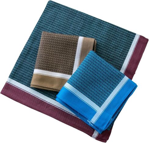 Mens Soft Cotton Handkerchiefs Old-fashioned Jacquard Pattern Assorted Pack in Saudi Arabia