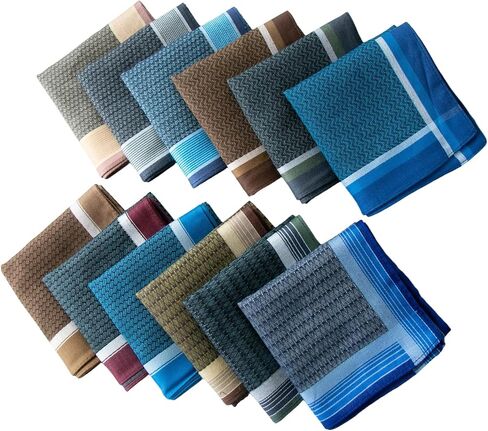 Mens Soft Cotton Handkerchiefs Old-fashioned Jacquard Pattern Assorted Pack in Saudi Arabia