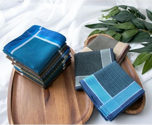 Mens Soft Cotton Handkerchiefs Old-fashioned Jacquard Pattern Assorted Pack in Saudi Arabia