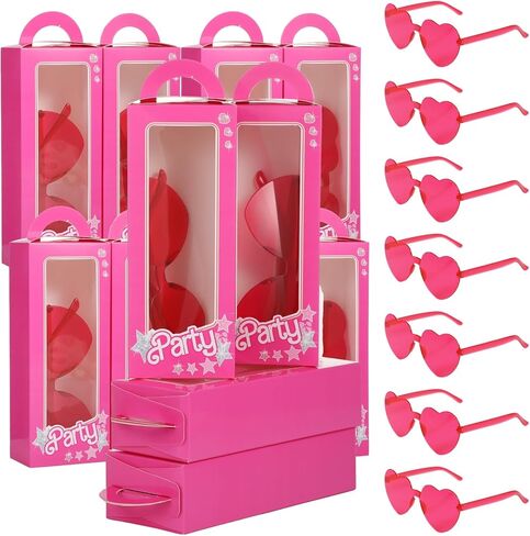OMISTAR 12 مجموعة صناديق هدايا دمية وردية ، بما في ذلك 12 صناديق Goodie Pink و 12 نظارة شمسية القلب ، حزب البكالوريوس. in Saudi Arabia