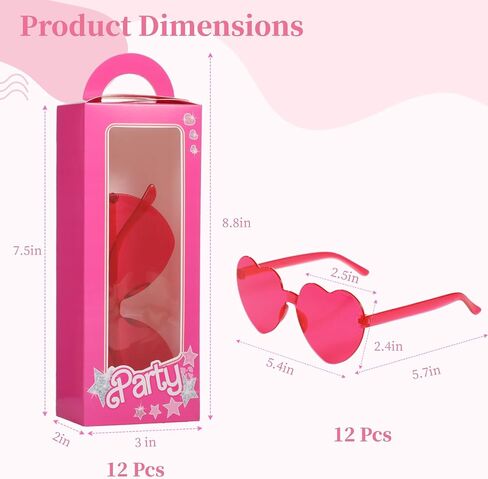 OMISTAR 12 مجموعة صناديق هدايا دمية وردية ، بما في ذلك 12 صناديق Goodie Pink و 12 نظارة شمسية القلب ، حزب البكالوريوس. in Saudi Arabia