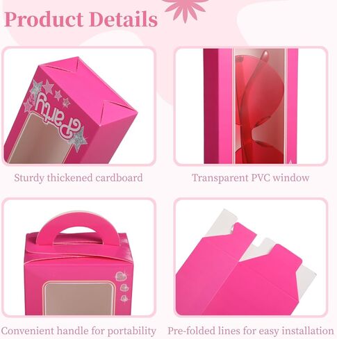 OMISTAR 12 مجموعة صناديق هدايا دمية وردية ، بما في ذلك 12 صناديق Goodie Pink و 12 نظارة شمسية القلب ، حزب البكالوريوس. in Saudi Arabia