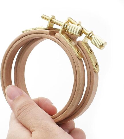 Opfiue 2 Pack 3 Inch Beech Wood Embroidery Hoop ، 7.5cm Round Cross Cross Frick Frame Tarching Frame ، Frame Brass Screw يمكن تعديله لخياطة الخياطة/الإبرة الحرفية in Saudi Arabia