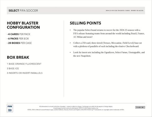 2024/25 Panini Select FIFA Soccer 6-Pack Hobby Blaster Trading Card Box (One Base Orange Fluorescent Per Box) in Saudi Arabia