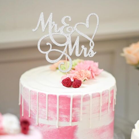 Mr & Mrs Cake Topper Bride and Groom Sign Toppers Silver Glitter Love Cake Decorations for Wedding Engaged Anniversary Letter Cupcake Topper Theme Party Supplies in Saudi Arabia