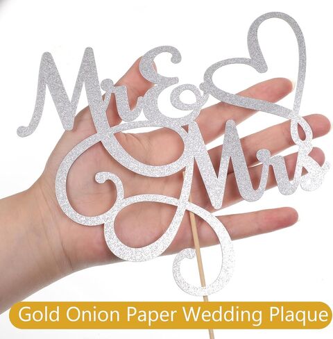 Mr & Mrs Cake Topper Bride and Groom Sign Toppers Silver Glitter Love Cake Decorations for Wedding Engaged Anniversary Letter Cupcake Topper Theme Party Supplies in Saudi Arabia